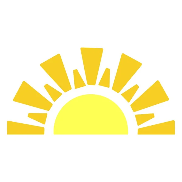 Полусолнце Закате Белом Фоне Минималистичный Стилизованный Эскиз Половиной Желтого Солнца — стоковый вектор