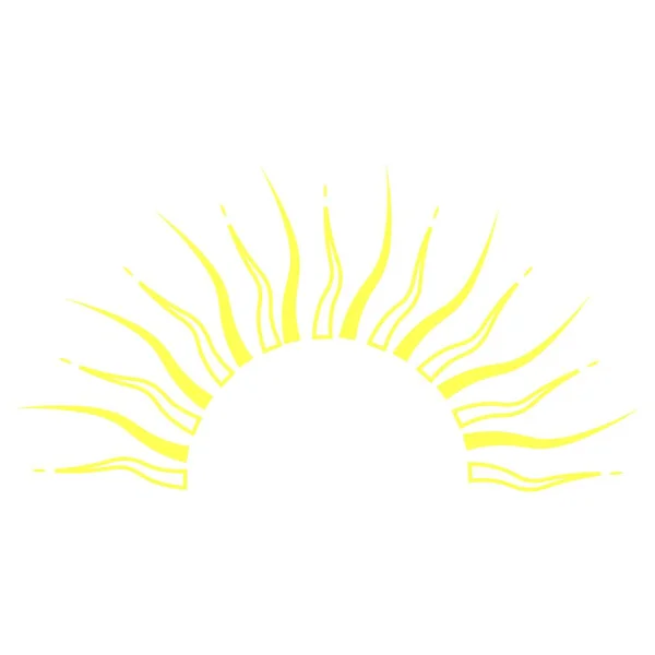 夕阳西下 背景为白色 略带简约风格 有半个黄色太阳的草图 — 图库矢量图片