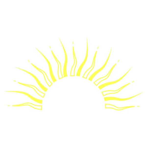 Medio Sol Atardecer Sobre Fondo Blanco Boceto Estilizado Minimalista Con — Vector de stock