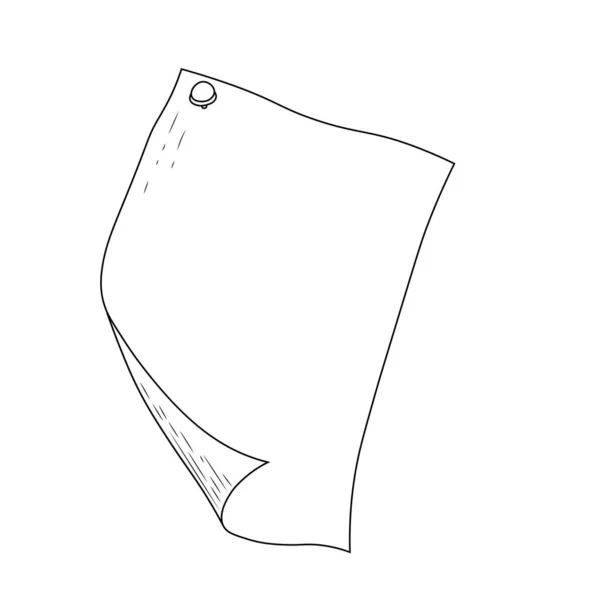 Sheet Paper Bent Corner Blank White Piece Writing Stationery Cartoon — Stok Vektör
