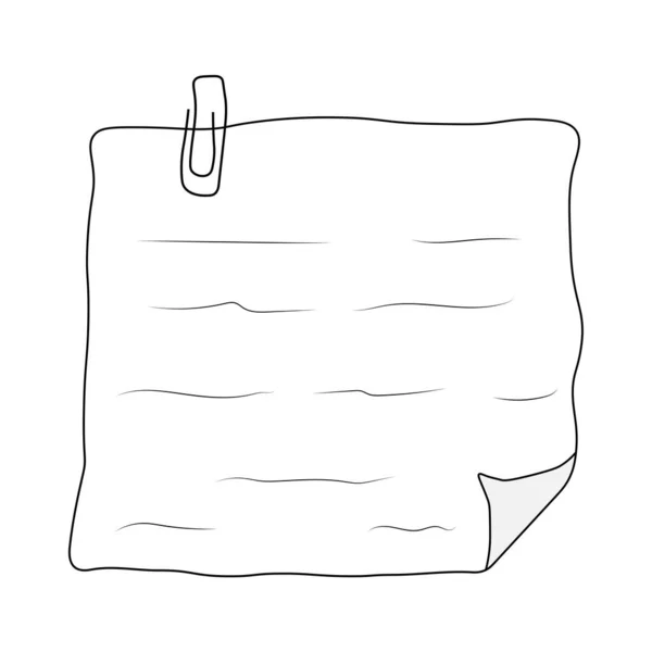 Sheet Paper Paper Clip Blank White Piece Writing Text Cartoon — 图库矢量图片