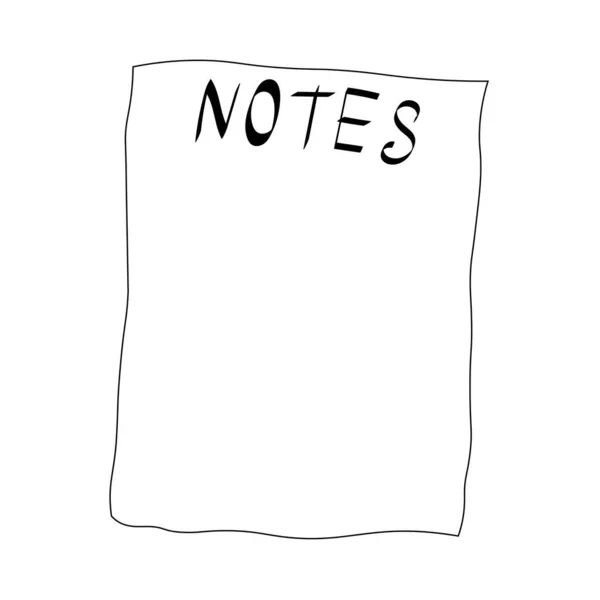 Note Paper Sheets Blank White Piece Writing Text Cartoon Mockup — 图库矢量图片