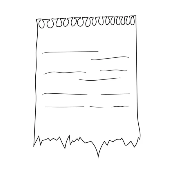 Torn Sheet Notebook Blank White Piece Writing Text Cartoon Mockup — Stockvektor