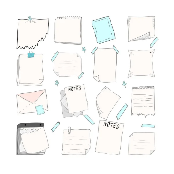 Set Paper Sheets Notebook Tear Calendar Copy Space Blank White — Stockvektor