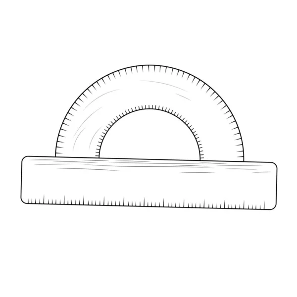 Protractor Line Art Outline Drawing Protractor Ruler Coloring — 图库矢量图片