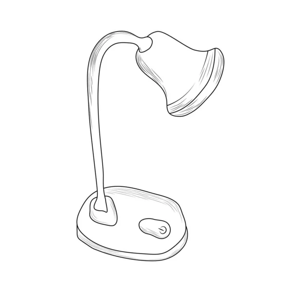 Desk Lamp Lineart Outline Drawing Office Lamp Coloring —  Vetores de Stock