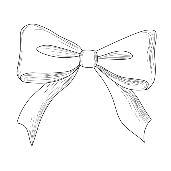 Textile Bow Lineart Black White Bow Coloring — стоковый вектор