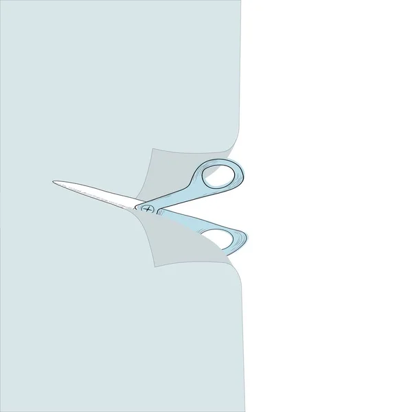 Gray Paper Cut Scissors Scissors Cut Paper Half Vector Illustration — Stock Vector