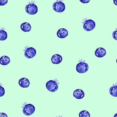 Turkuaz arka planda izole edilmiş sulu böğürtlenlerin sulu boya deseni, sağlıklı beslenme konsepti..