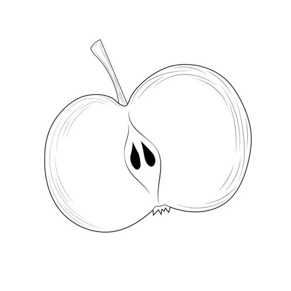 Сократить Яблочный Контур Мультяшном Стиле Сократить Яблочный Контур Окраски Изолированы — стоковый вектор