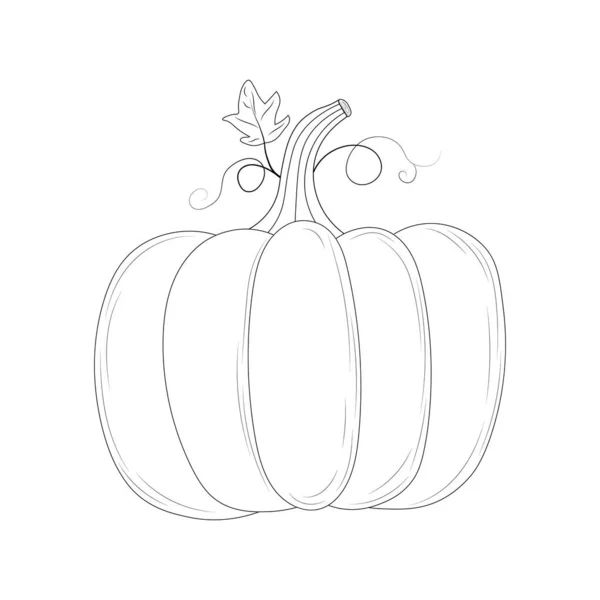 Outline Pumpkin Cartoon Style Pumpkin Coloring Isolated White Background — Stock Vector
