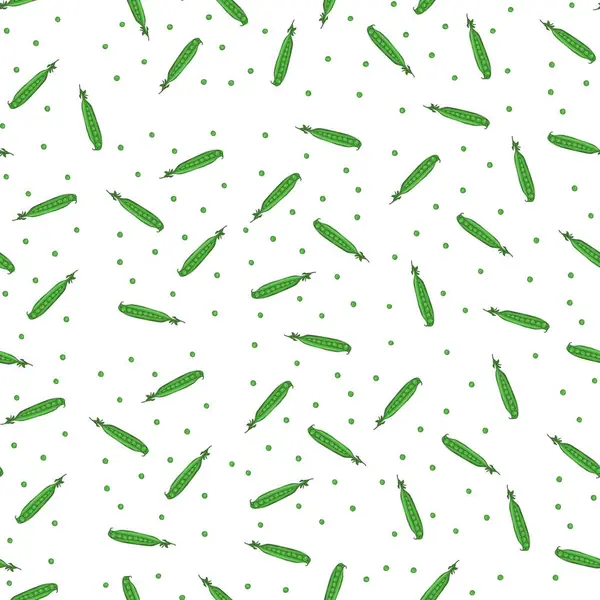 Bezešvý Vzor Zeleným Hráškem Bílém Pozadí Hrášek Chaotickém Vzoru — Stockový vektor