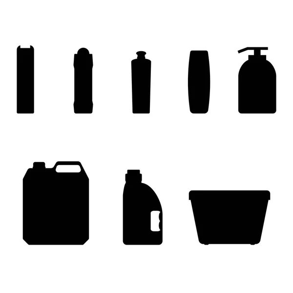 Chemieflaschen Für Wasch Und Sanitärbereich Sammeldesinfektionsflasche Für Toilette Und Bad — Stockvektor