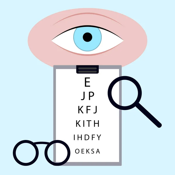 Examine Eye Analysis Test Chart Letter Exam Ophthalmologist Research Check — Vettoriale Stock