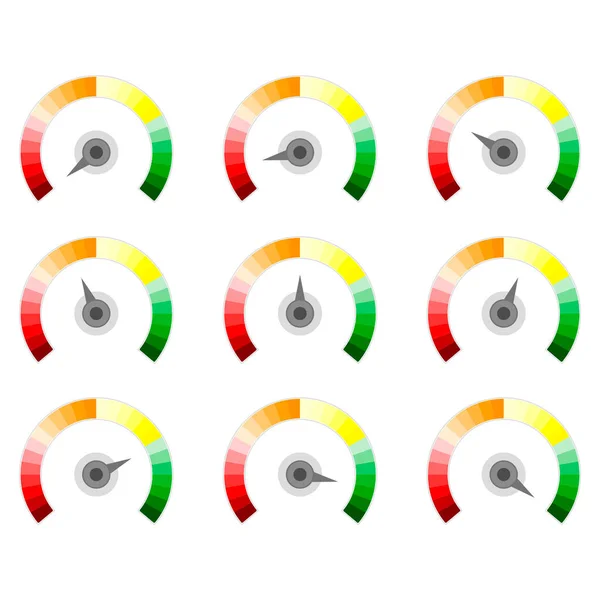 Set Score Credit Scales Indices Spectrum Level Collection Indicate Gauge — Stok Vektör