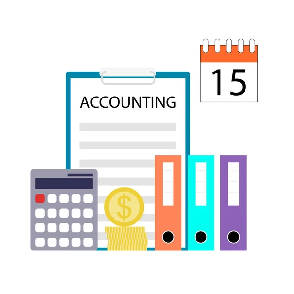 Accounting Business Concept Calculate Financial Report Finance Report Vector Business — Image vectorielle