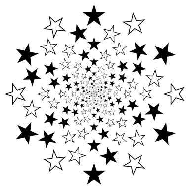 Black white firework with stars isolated on background. Vector illustration. Black white splash exposition, shape color brust, star fire, set celebration firework, flash illuminated sparkle