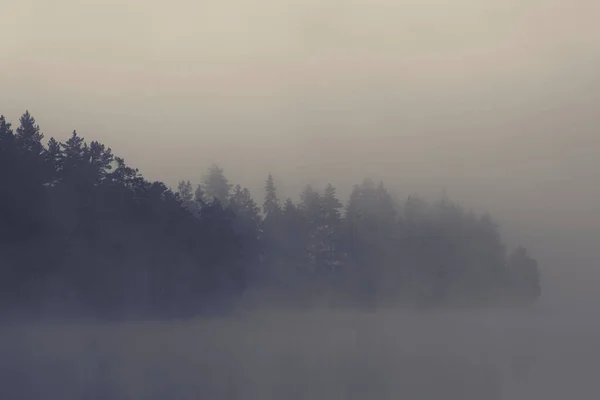 Un lac dans la brume du matin — Photo
