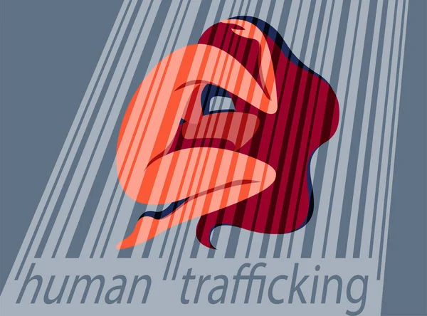 Vektorbild Zum Thema Entführung Und Menschenhandel Gewalt Gegen Frauen Das — Stockvektor