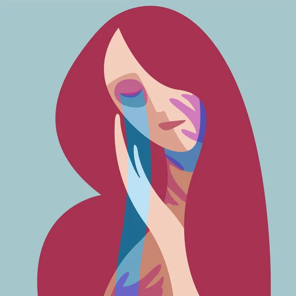 Sociální Ilustrace Téma Domácího Násilí Páchaného Ženách Plačící Žena Stopami — Stockový vektor