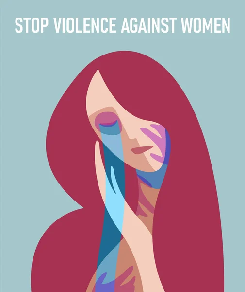 Vector Póster Social Víctima Violencia Doméstica Una Mujer Llorando Con — Archivo Imágenes Vectoriales