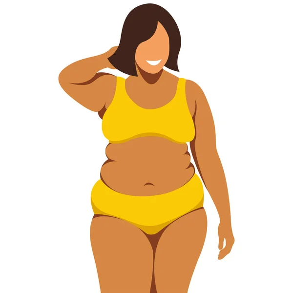 Vetor Ilustração Brilhante Sobre Tema Corpo Positivo Uma Jovem Menina —  Vetores de Stock