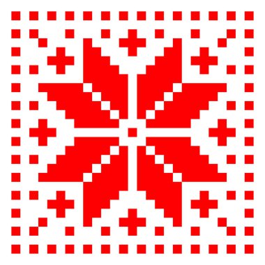 Beyaz arka planda izole edilmiş ulusal etnik halk Slav minimalist modeli. Geleneksel Ukrayna ve Belarus nakışı unsuru. dizayn ve dekorasyon ögesi olarak kullanışlı, yazdırma, dövme