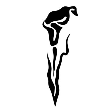 Beyaz arka planda izole edilmiş yeni sanat tarzında yaprakları olan zambak çiçeğinin siluetinin vektör çizimi. Yazdırma, dekorasyon, süslemeler, logolar, grafik, web tasarımı, çiçekçiler, çiçek salonları için kullanışlı