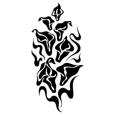 Beyaz arka planda izole edilmiş yeni sanat tarzında yaprakları olan zambak çiçeğinin siluetinin vektör çizimi. Yazdırma, dekorasyon, süslemeler, logolar, grafik, web tasarımı, çiçekçiler, çiçek salonları için kullanışlı