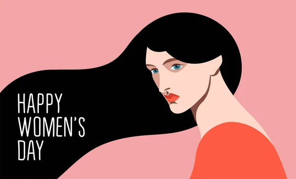 Cartão Vetorial Cartaz Para Dia Internacional Mulher Cores Moda Belo — Vetor de Stock