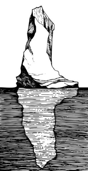 Desenho Vetor Mão Livre Grande Iceberg Com Reflexão Água Isolado — Vetor de Stock