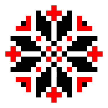 Beyaz arka planda izole edilmiş etnik halk Ukrayna minimalist deseni. Ukrayna işlemeli tişörtün geleneksel bir unsuru - vyshyvanka. tasarım ve dekorasyon ögeleri olarak kullanılabilir.