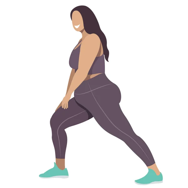 Ilustración Vectorial Una Chica Tamaño Más Uniforme Deportivo Leggings Sujetador — Archivo Imágenes Vectoriales