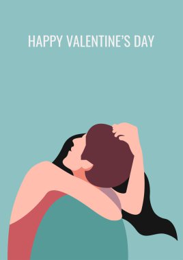 Vektör modası, birbirine aşık iki insanın pastel bir renk paletinde sarılışını gösteriyor. Sevgililer Günü veya Uluslararası Sarılma Günü için kullanışlı bir kart olarak, baskı, poster, web ve grafik tasarımı için.