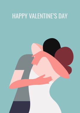 Vektör modası, birbirine aşık iki insanın pastel bir renk paletinde sarılışını gösteriyor. Sevgililer Günü veya Uluslararası Sarılma Günü için kullanışlı bir kart olarak, baskı, poster, web ve grafik tasarımı için.