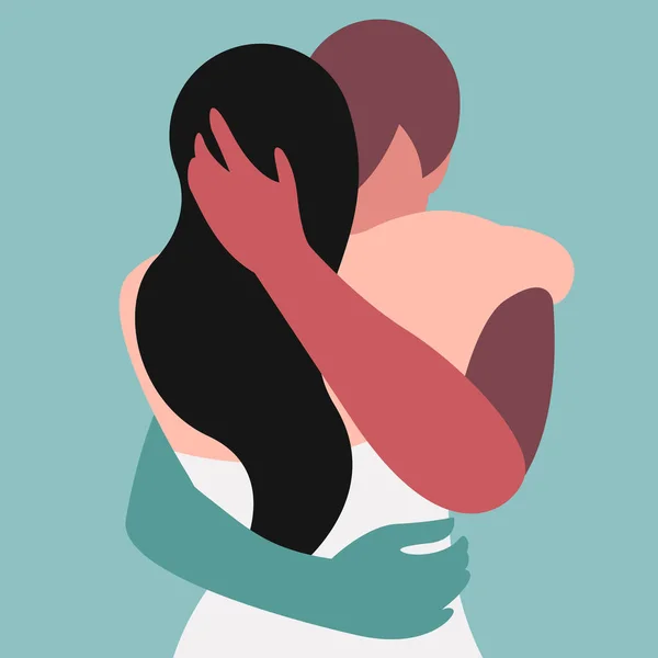 Vetor Estilizado Ilustração Duas Pessoas Abraçando Amor Uma Paleta Cores —  Vetores de Stock
