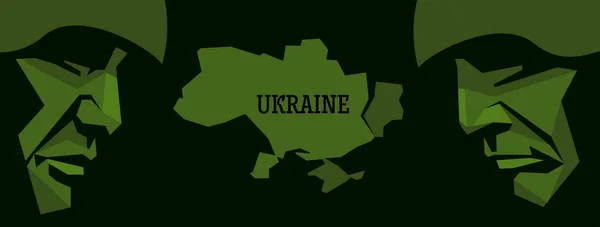 Bilden Den Militärpolitiska Krisen Ukraina Vektor Polygonal Kamouflage Silhuetter Profil — Stock vektor