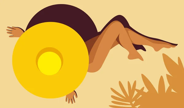 Imagen Vectorial Sobre Tema Las Vacaciones Verano Una Hermosa Mujer — Archivo Imágenes Vectoriales