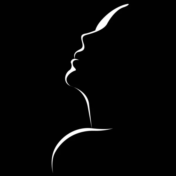 Vector Ilustración Blanco Negro Una Hermosa Cara Femenina Formada Por — Vector de stock