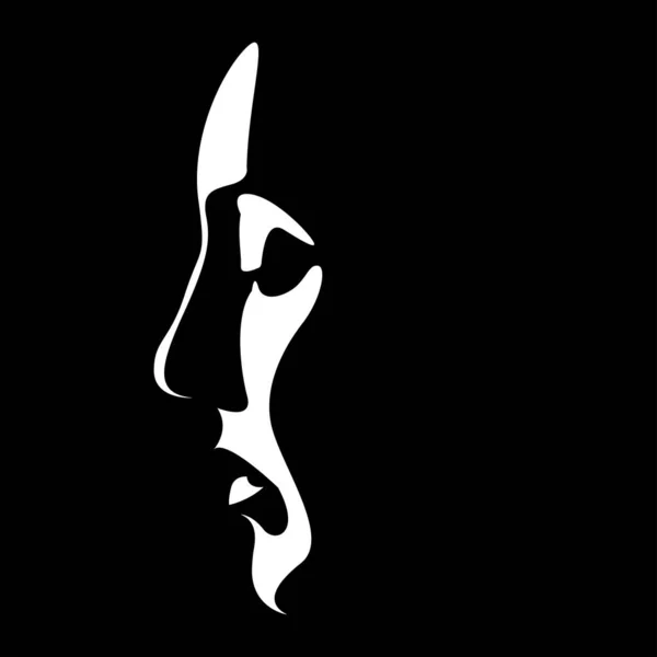 Illustration Vectorielle Noir Blanc Beau Visage Féminin Formé Par Une — Image vectorielle