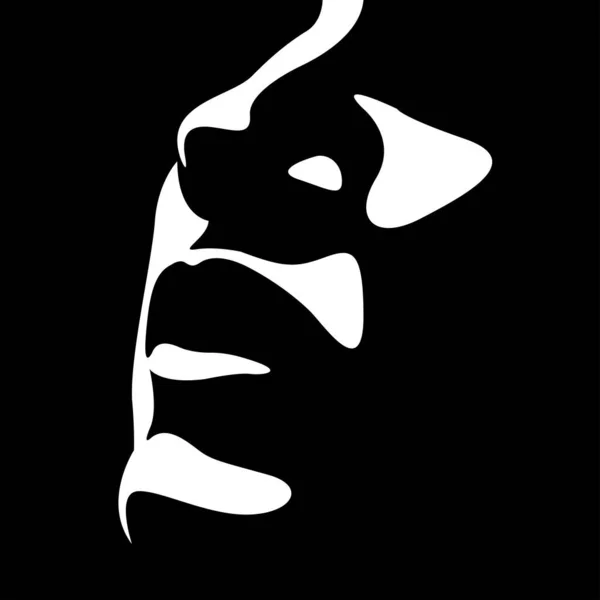Vektor Schwarz Weiß Illustration Eines Schönen Weiblichen Gesichts Das Durch — Stockvektor