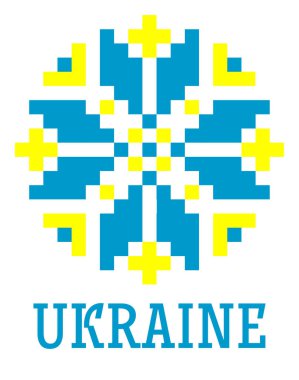 Ukrayna bayrağının sarı-mavi renklerinde, beyaz arka planda izole edilmiş Ukrayna 'nın Ukrayna minimalist deseni. 