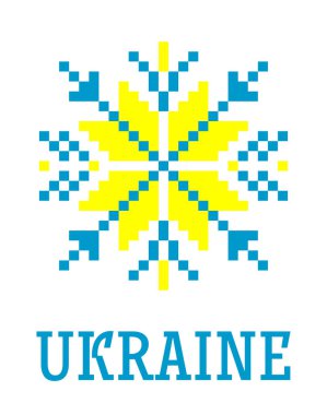 Ukrayna bayrağının sarı-mavi renklerinde, beyaz arka planda izole edilmiş Ukrayna 'nın Ukrayna minimalist deseni. 
