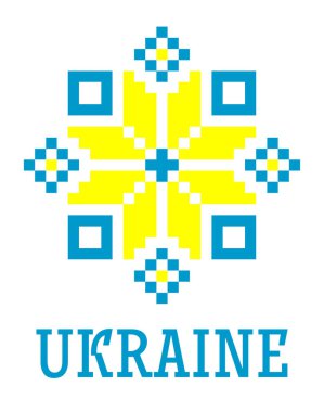 Ukrayna bayrağının sarı-mavi renklerinde, beyaz arka planda izole edilmiş Ukrayna 'nın Ukrayna minimalist deseni. 