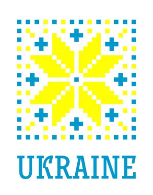 Ukrayna bayrağının sarı-mavi renklerinde, beyaz arka planda izole edilmiş Ukrayna 'nın Ukrayna minimalist deseni. 