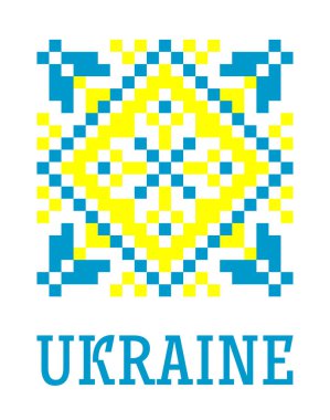 Ukrayna bayrağının sarı-mavi renklerinde, beyaz arka planda izole edilmiş Ukrayna 'nın Ukrayna minimalist deseni. 