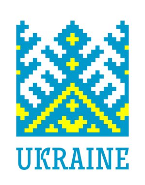 Ukrayna bayrağının sarı-mavi renklerinde, beyaz arka planda izole edilmiş Ukrayna 'nın Ukrayna minimalist deseni. 