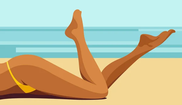 Vektorová Ilustrace Téma Letních Prázdnin Krásné Dlouhé Štíhlé Nohy Mladé — Stockový vektor