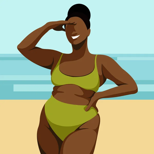 Ilustración Vectorial Sobre Tema Las Vacaciones Verano Una Hermosa Chica — Archivo Imágenes Vectoriales