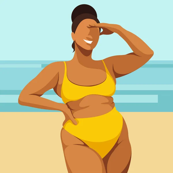 Imagen Vectorial Sobre Tema Las Vacaciones Verano Una Hermosa Chica — Vector de stock